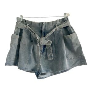 SWEET GENERIS Women’s PLUS Blue Cotton Denim Belted Jean‎ Shorts-Sizes 1X,2X,&3X